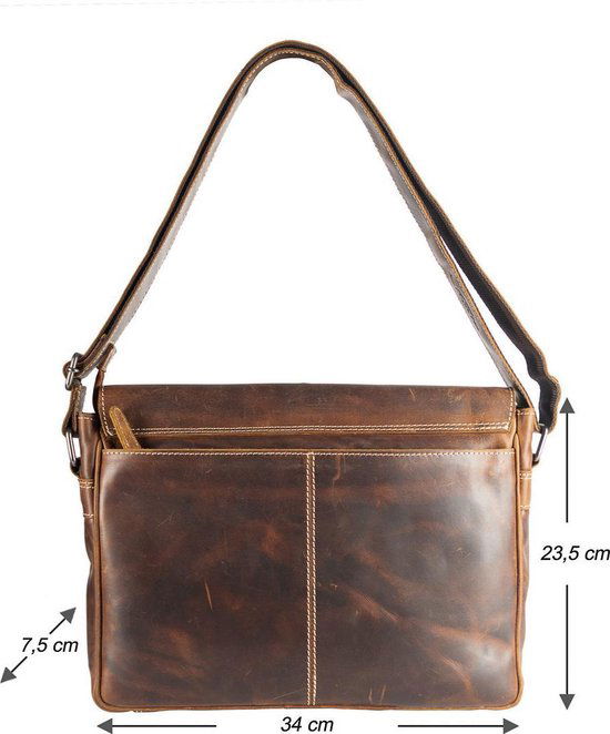 Lichtbruine schoudertas dames lichtbruine schoudertas heren messenger bag leer postman - Arrigo.nl