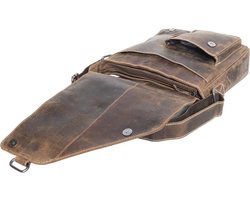 Lichtbruine schoudertas leer met een overslag klep en twee magneetsluitingen - Arrigo Leather Goods