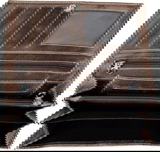 Luxe dames portemonnee van cognackleurig leer in overslagmodel - Arrigo.nl