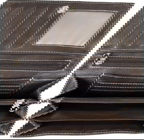 Luxe dames portemonnee van donkerbruin leer in overslagmodel - Arrigo.nl