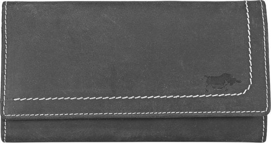 Luxe dames portemonnee van zwart leer in overslagmodel - Arrigo.nl