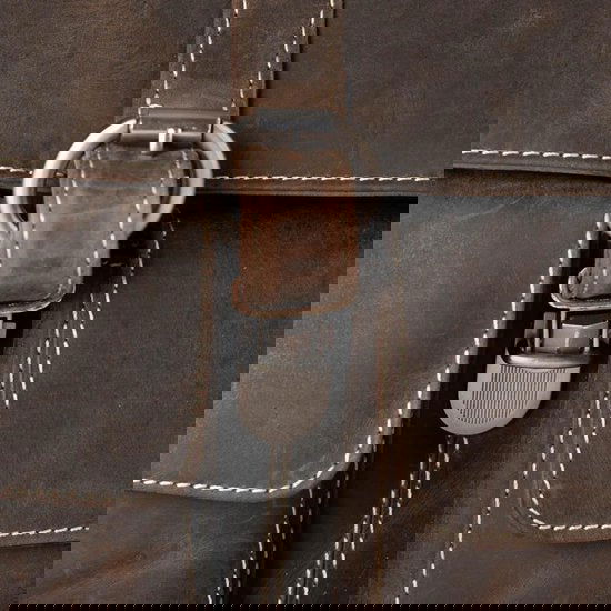 Messenger bag buffelleer 15,6 inch donkerbruin - Arrigo Leather Goods