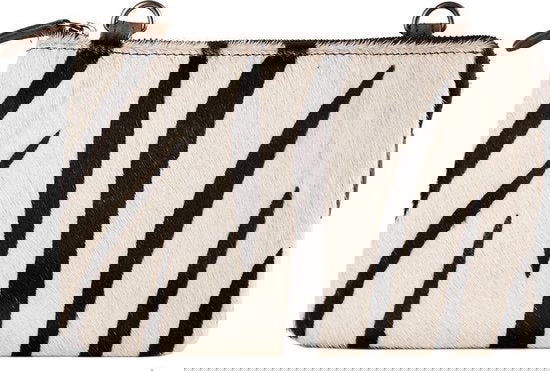 Mini Crossbody Tas van Donkerbruin Leer met Vacht en Zebra Print - Arrigo.nl