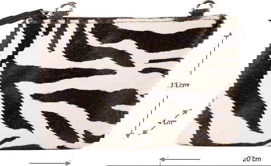 Mini Crossbody Tas van Donkerbruin Leer met Vacht en Zebra Print - Arrigo.nl