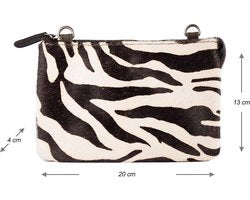 Mini Portemonnee Tasje van Bruin Leer met Vacht en Zebra Print - Arrigo.nl