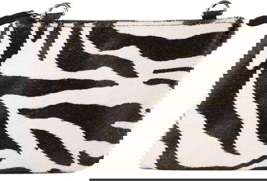 Mini Portemonnee Tasje van Zwart Leer met Vacht en Zebra Print - Arrigo.nl