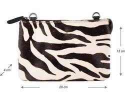Mini Portemonnee Tasje van Zwart Leer met Vacht en Zebra Print - Arrigo.nl