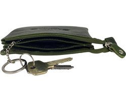 Mini portemonnee groen soepel leer sleuteletui met rits portemonnee dames - Arrigo Leather Goods