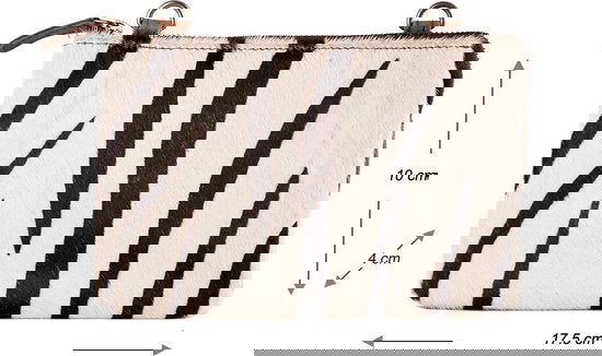 Mini tasje leer cognac met zebra print leren festivaltasje met - Arrigo Leather Goods