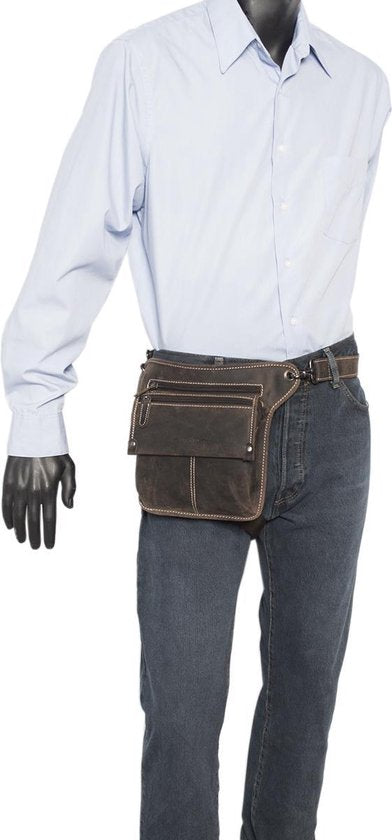 Motor Beentas - Donkerbruin Leren Heuptasje of Leren Schoudertasje - Arrigo.nl