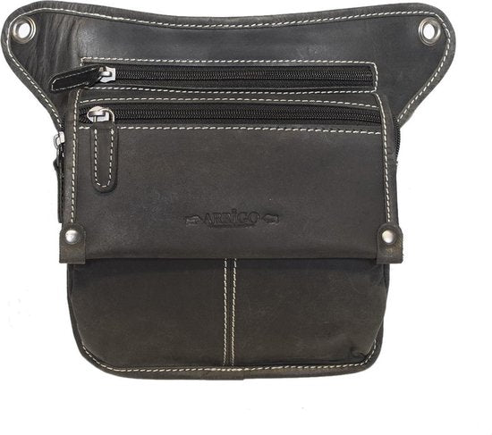 Motor Beentas - Zwart Leren Heuptasje of Leren Schoudertasje - Arrigo.nl