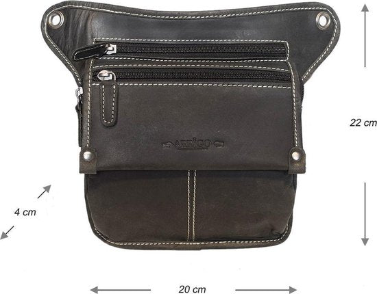Motor Beentas - Zwart Leren Heuptasje of Leren Schoudertasje - Arrigo.nl