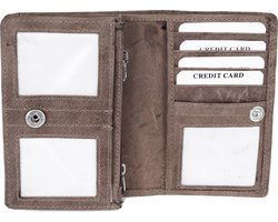 Naturel rfid dames portemonnee leer met bloemenprint - Arrigo.nl