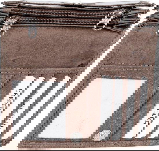 Naturel rfid dames portemonnee leer met bloemenprint - Arrigo.nl