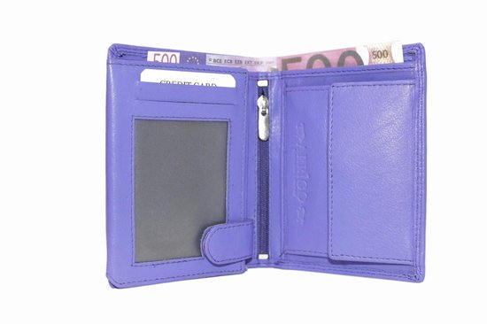 Paarse euro portemonnee leer compact leren portemonnee paars - Arrigo Leather Goods