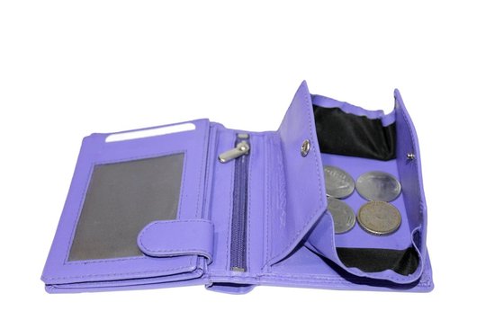 Paarse euro portemonnee leer compact leren portemonnee paars - Arrigo Leather Goods