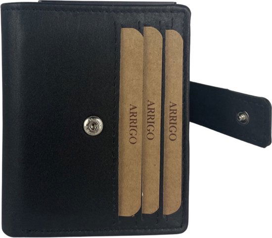 Pasjeshouder leer aluminium zwart dubbele creditcard houder rfid pasjeshouder - Arrigo.nl