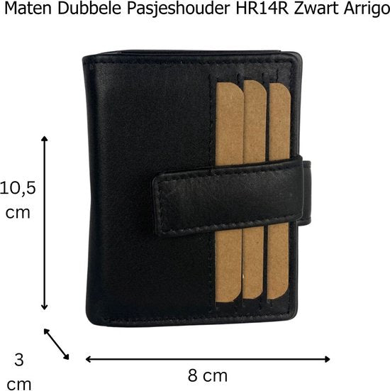 Pasjeshouder leer aluminium zwart dubbele creditcard houder rfid pasjeshouder - Arrigo.nl