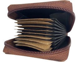 Pasjeshouder met rits cognac card protector rfid anti skim - Arrigo.nl