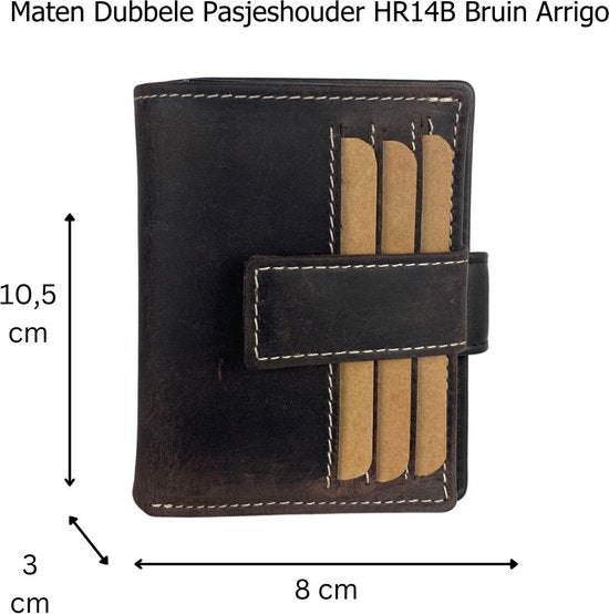 Pasjeshouder uitschuifbaar donkerbruin dubbele creditcard houder rfid pasjeshouder - Arrigo Leather Goods