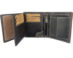 Portefeuille heren heren portemonnee dames portemonnee donkerbruin klein rfid heren - Arrigo Leather Goods