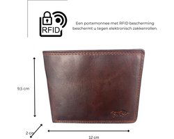Portemonnee bruin echt leer rfid anti skim - Arrigo Leather Goods