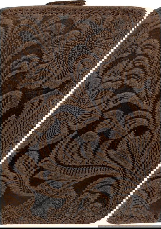 Portemonnee dames buffelleer RFID bloemenprint cognac - Arrigo.nl