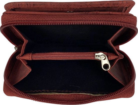 Portemonnee dames buffelleer leer rfid bloemenprint rood arrigo - Arrigo.nl