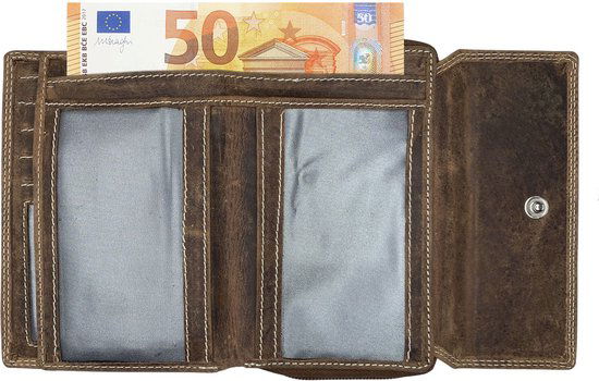 Portemonnee dames cognac buffelleer portemonnee met rits dames beurs leer - Arrigo Leather Goods