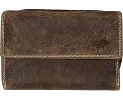 Portemonnee dames cognac buffelleer portemonnee met rits dames beurs leer - Arrigo Leather Goods