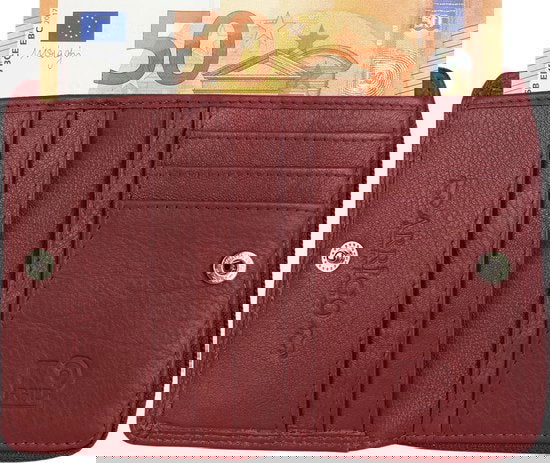 Portemonnee dames heren leer RFID ritsportemonnee rood - Arrigo.nl