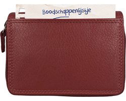 Portemonnee dames heren leer RFID ritsportemonnee rood - Arrigo.nl