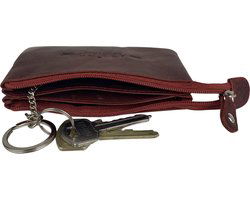 Portemonnee dames rood soepel leer sleuteletui met rits mini portemonnee - Arrigo Leather Goods