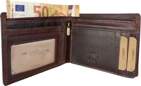 Portemonnee heren cognac echt leer lichtbruin heren portemonnee arrigo - Arrigo.nl