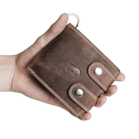 Portemonnee heren cognac met ketting portemonnee dames echt leer - Arrigo Leather Goods