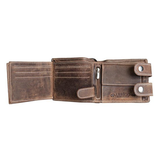 Portemonnee heren cognac met ketting portemonnee dames echt leer - Arrigo Leather Goods