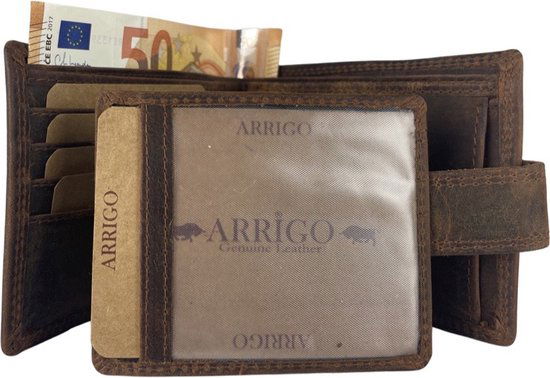Portemonnee heren cognac rfid anti skim billfold - Arrigo Leather Goods