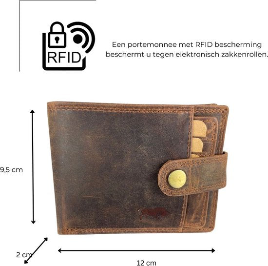 Portemonnee heren cognac rfid anti skim billfold - Arrigo Leather Goods