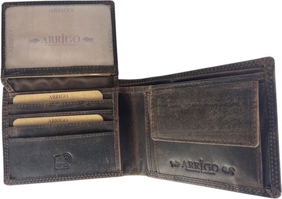 Portemonnee heren donkerbruin echt leer heren portemonnee rfid arrigo - Arrigo Leather Goods
