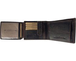 Portemonnee heren donkerbruin echt leer rfid anti skim - Arrigo Leather Goods