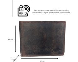 Portemonnee heren donkerbruin echt leer rfid anti skim - Arrigo Leather Goods