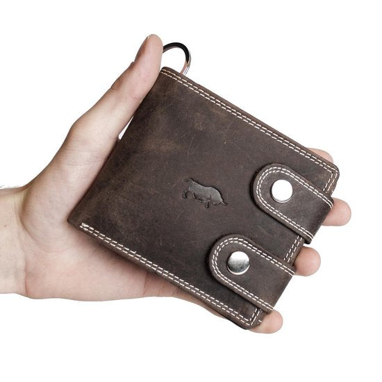 Portemonnee heren donkerbruin portemonnee dames met ketting echt leer - Arrigo.nl