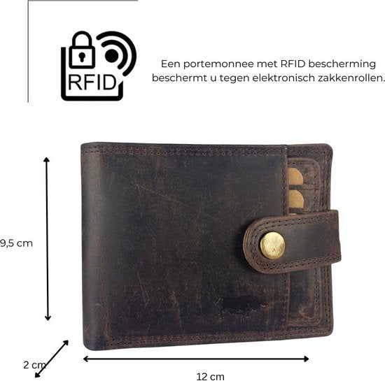 Portemonnee heren donkerbruin rfid anti skim - Arrigo Leather Goods
