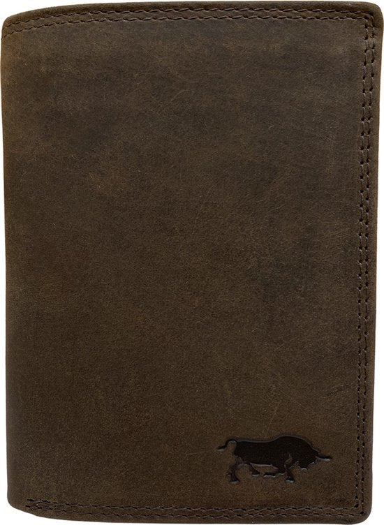 Portemonnee heren portefeuille heren arrigo portemonnee billfold model donkerbruin buffelleer - Arrigo Leather Goods