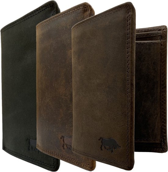 Portemonnee heren portefeuille heren arrigo portemonnee billfold model donkerbruin buffelleer - Arrigo Leather Goods