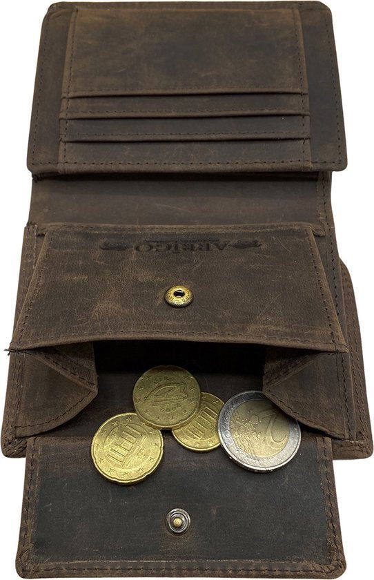 Portemonnee heren portefeuille heren arrigo portemonnee billfold model donkerbruin buffelleer - Arrigo Leather Goods