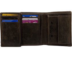 Portemonnee heren portefeuille heren arrigo portemonnee billfold model donkerbruin buffelleer - Arrigo Leather Goods