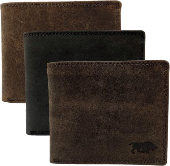 Portemonnee heren portefeuille heren arrigo portemonnee billfold model donkerbruin buffelleer - Arrigo Leather Goods