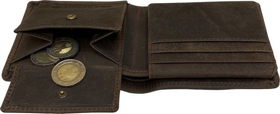 Portemonnee heren portefeuille heren arrigo portemonnee billfold model donkerbruin buffelleer - Arrigo Leather Goods