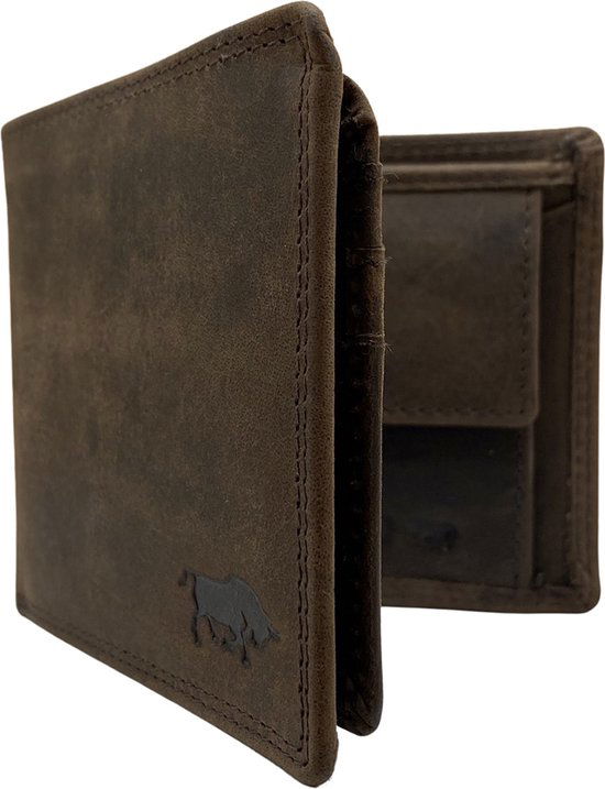 Portemonnee heren portefeuille heren arrigo portemonnee billfold model donkerbruin buffelleer - Arrigo Leather Goods